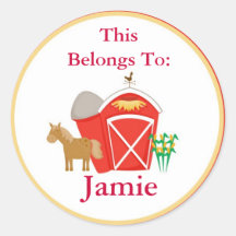 Red Farm Yard Back To School Stickers
