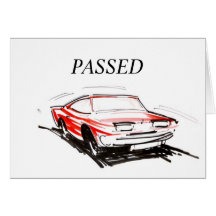 Red Fast Car Passed Driving Test Card