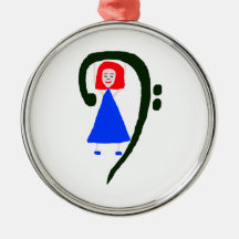 Red female blue dress blue bass clef christmas ornaments