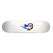 Red female blue dress blue bass clef custom skate board