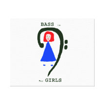 Red female blue dress green bass clef n text gallery wrapped canvas