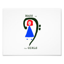 Red female blue dress green bass clef n text photographic print