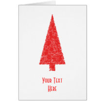 Red Festive Tree. Red and White. Christmas. Greeting Card