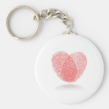 red fingerprint heart shape key chain