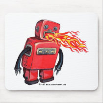 Red Fire-breathing Robot Mouse Pads