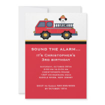 Red Fire Truck Birthday Party Custom Announcements