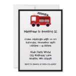 Red Fire Truck Birthday Party Invitation