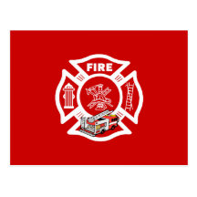 Red Fire Truck Rescue Postcard