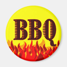 Red Flames BBQ Saying Refrigerator Magnets