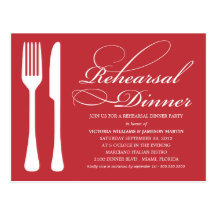 RED FLATWARE | REHEARSAL DINNER INVITE POSTCARD