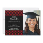 Red Fleur-de-lis Graduation Invitation with Photo