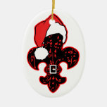 Red Fleur de Santa Christmas Tree Ornaments