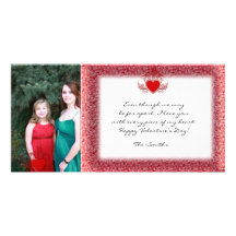 Red Floral Confetti Valentine Photo Card