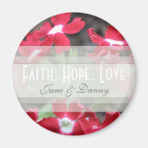 Red Floral Faith, Hope, Love Magnet