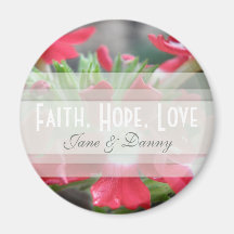 Red Floral Faith, Hope, Love Magnet