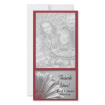 Red Floral Highlights Wedding Thank You Photo Card