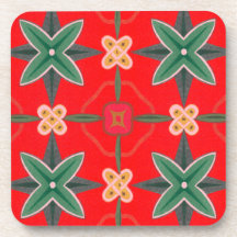 Red Floral Motif Coasters