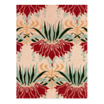 Red Floral Nouveau Post Card
