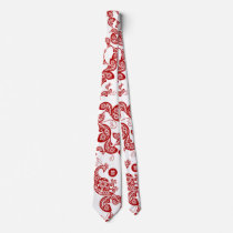 Red Floral Peacock Custom Custom Tie