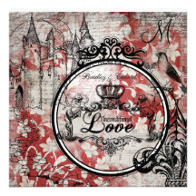 Red Floral Unconditional Love Wedding Invite