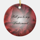 Red Floral Will You Be My Bridesmaid Ornament