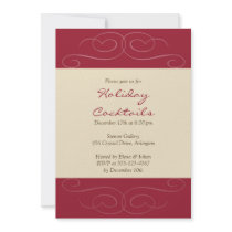 Red flourish Christmas holiday cocktail invitation