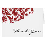 Red Flourish Swirl Thank You Greeting Card
