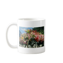 Red Flower cart, La Clusaz, France flowers Coffee Mugs