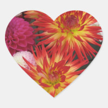 Red Flower Heart Sticker