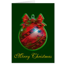 Red flowered Christmas Decoration Card