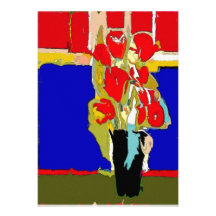 Red Flowers Abstract  Matisse Hawaii Personalized Announcements