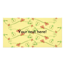 Red flowers illustrated pattern customized photo card