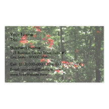 Red flowers in a forest business card template