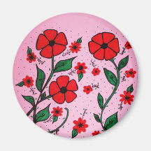 Red Flowers Refrigerator Magnet