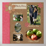 Red Flowers Scrap Book Page Posters