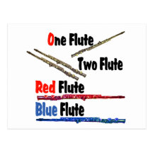 Red Flute Blue Flute Postcard