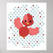 Red Flutter Bird Print