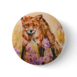 Red Fox Wildlife Watercolor Wildlife Button Pin