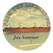 Red Freighter Illustration Round Sticker