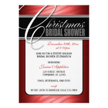 Red Fusion Zebra Print Christmas Bridal Shower Custom Announcements