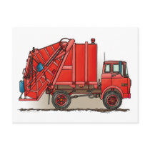Red Garbage Truck Post Card