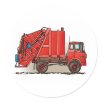 Red Garbage Truck Stickers