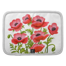 Red Garden Poppy Flowers Planner Folio