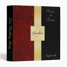 Red Garnet Gold Monogram Ribbon Binder
