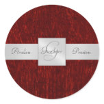 Red Garnet Monogram Wedding Sticker