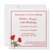 Red Geranium Birthday Invitation