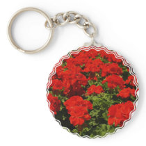 Red Geraniums Keychain