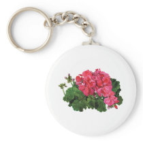 Red Geraniums with Buds Key Chains