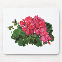 Red Geraniums with Buds Mouse Mat