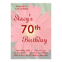 Red Gerbera Daisy Birthday Invitation